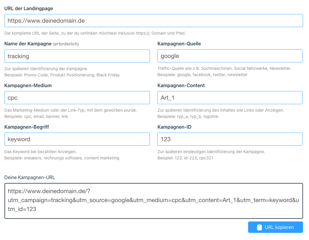 So erstellst du UTM Parameter mit einem UTM Parameter Generator. 
