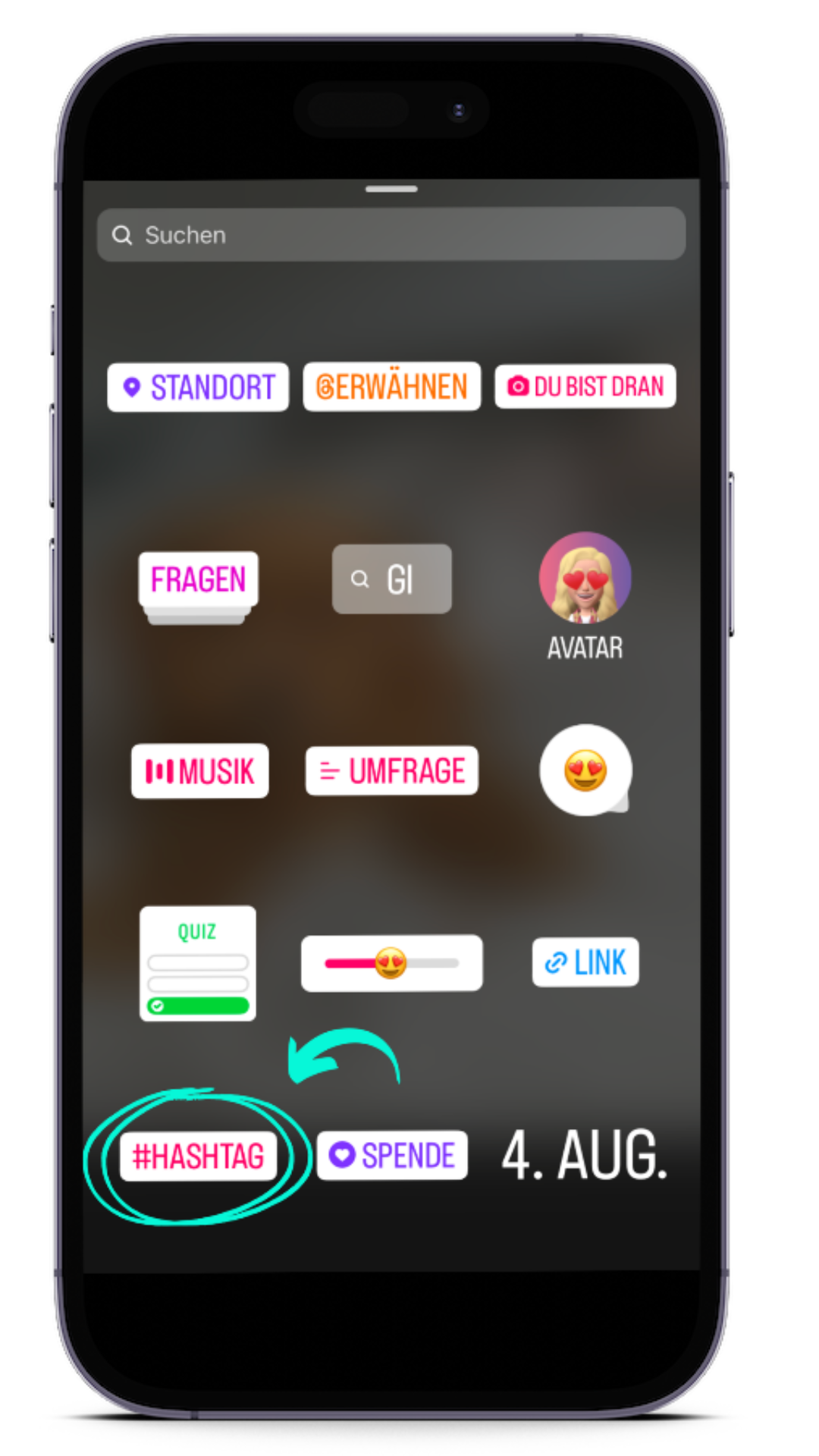 Add hashtags to an Instagram story